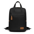 Waterproof black 15.6 inch laptop backpack for women with brown leather accents - Black