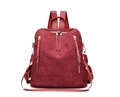Corduroy school backpack in burgundy red with vertical zippers and silver rivets - Red / 21 Inch