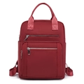 Grande zaino trapuntato rosso scuro in nylon con tasche multiple a cerniera - Rosso