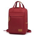 Waterproof burgundy oxford travel backpack for women with brown leather handles - Red