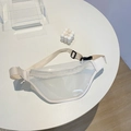 Transparent PVC chest bag with cream fabric strap and black plastic buckle - White