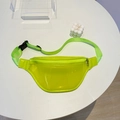 Neon yellow transparent PVC crossbody belt bag with adjustable strap and silver zipper - Green