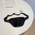 Glossy black PVC chest bag with adjustable strap and shiny finish for women - Black