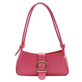 Retro rose red underarm bag for women with golden square buckle and knot strap detail - Pink