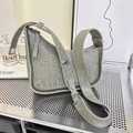 Chic bean green shoulder bag with crocodile pattern and adjustable silver buckle strap - Green