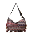Borsa tote etnica in stile bohémien con nappe e portamonete rotondo abbinato - Rosso