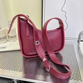 Deep red crocodile embossed crescent crossbody bag with wide adjustable shoulder strap - Red