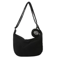 Sac à bandoulière en velours côtelé noir avec petit porte-monnaie rond assorti - Noir