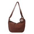 Sac bandoulière hobo en velours côtelé marron avec bandoulière et petit porte-monnaie - Brun Foncé
