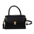 Sac bandoulière noir minimaliste avec poignée arrondie et boucle en métal doré - Noir