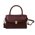 Sac bandoulière bordeaux minimaliste avec boucle dorée mate et bandoulière amovible - Marron Foncé