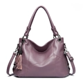 Borsa tote viola Morandi in PU con grana litchi, ciondolo a nappa e tracolla regolabile - Viola