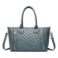 Gevoerde donkergrijze blauwe shopper met gouden ritsen en een verstelbare riem - Blauw