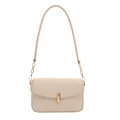 Chique beige lederen onderarmtas met gouden gesp en een ketting schouderriem - Wit