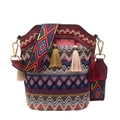 Boho geweven emmerzak met geometrische patronen en kleurrijke kwastjes hangers - Rood