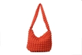Orange cloud hobo bag with unique popcorn texture and wide shoulder strap - Orange Red