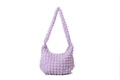 Chic lilac purple popcorn textured shoulder bag with a stylish pleated cloud design - Light Purple