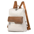 Zaino da donna minimalista in ecopelle crema e marrone con tasca anteriore - Bianco Sporco