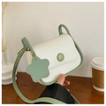 Chic two-tone sage green and white small square crossbody bag with floral pendant - Green