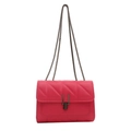 Bolso bandolera acolchado rojo rosa con cadena y cierre metálico en forma de H vertical - rosa intenso