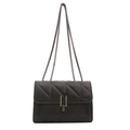 Sac à chaîne matelassé noir classique avec motifs en losange et fermoir en métal - Noir