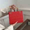 Chic vibrant red quilted chain crossbody bag for women with geometric diamond pattern - Red