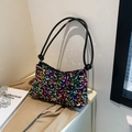 Bunte Pailletten-Tasche mit geknoteten schwarzen Riemen für Partys und Freizeit - Grün