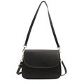 Borsa a tracolla minimalista in finta pelle nera con fibbie in metallo dorato - Nero