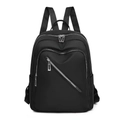 Zaino classico in nylon nero da donna con design minimalista e materiale impermeabile - Stile con Cerniera Obliqua