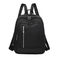 Zaino in nylon nero impermeabile con design multitasche e spallacci regolabili - Stile con Cerniera Verticale