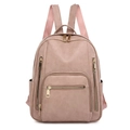 Zaino alla moda in pelle PU rosa loto per donna con tasche multiple con cerniera - 16" / Rosa