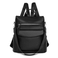 Mochila de piel granulada negra con correas ajustables y correa de hombro desmontable - Negro
