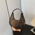 Leopard print crescent armpit bag with gold hardware and stylish semi-circle design - Leopard Print