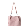 Große weiche rosa Shopper-Tasche mit Vordertaschen und silberner Kettenschultergurt - Rosa