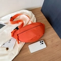 Women's trendy bright orange chest bag with adjustable black strap in nylon fabric - Orange