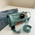 Teal Oxford fabric crossbody bag with wide strap and sports patch for outdoor leisure - With Pendant / Green