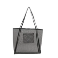 Bolso de hombro de malla negra con asas reforzadas y bolsillo interior - Negro