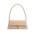 Chic cream PU patent leather rectangular underarm bag with gold metal clasp lock - Beige