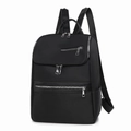 Zaino scolastico in tessuto Oxford nero con cerniere in metallo argento e pelle - 14" / Nero