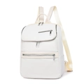Zaino bianco in pelle Saffiano con cerniere argento e spallacci in tessuto beige - 14" / Bianco