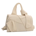 Minimalistische beige denim draagtas met asymmetrisch vouwontwerp en schouderband - Wit