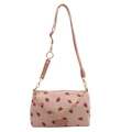 Borsa a tracolla in velluto rosa con stampa di fragole e catena a cuore dorata - Rosa