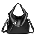 Minimalistische schwarze Shopper-Tasche mit Doppelgriffen und verstellbarem Schultergurt - Schwarz
