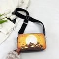 Borsa a tracolla nera di Halloween con stampa zucca e ampia tracolla regolabile - Stampa Spaventapasseri di Halloween Nera (Stile 3)