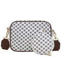 Conjunto de bolso bandolera blanco retro con estampado floral y correa ancha ajustable - Blanco