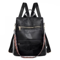 Mochila de cuero PU negro con patchwork geométrico y correa de estilo étnico colorido - Negro