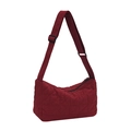Burgundy quilted dumpling bag with adjustable shoulder strap and large capacity - Red