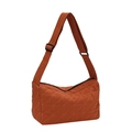 Quilted caramel orange crossbody bag with wide adjustable strap and triangle stitching - Orange Red