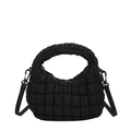 Chic black quilted mini tote bag with crossbody strap and lightweight puffy texture - 15*22*6.5 / Black