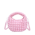 Pink quilted puffy mini tote bag with crossbody strap and soft textured finish - 15*22*6.5 / Pink